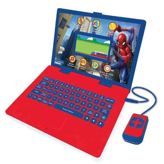 Ordinateur éducatif bilingue Spider-Man – 130 activités (Français-Anglais) avec écran couleurs-0