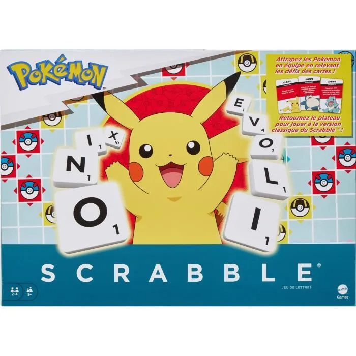 Scrabble® Pokémon-Jeu de société familial avec 2 modes de jeu HXT27-0