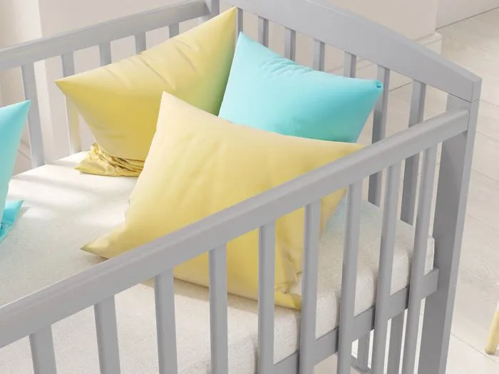Lit bebe 120x60cm avec tiroir,Lit Bebe evolutif avec Matelas en Mousse,barrière de sécurité en Bois et Gaine protectrice, Gris-3