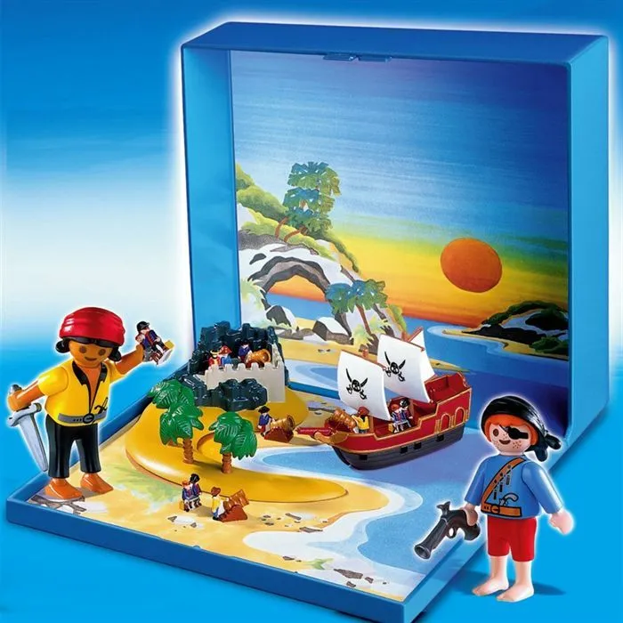 Playmobil Micro Playmo Pirates - PLAYMOBIL - 4331 - Mini décor d'île pirates - Accessoires aimantés-1