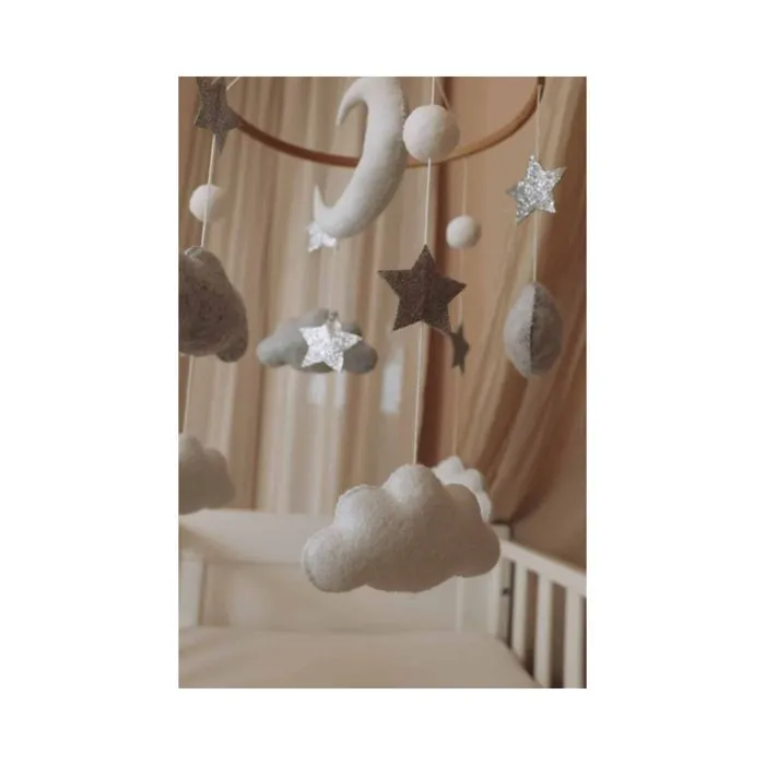 Mobile Musical Bébé - Mobile bébé Moon And Stars fait main - mobile musical pour lit-2
