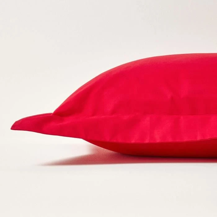 Taie d'oreiller rectangulaire coton égyptien 200 fils coloris rouge 50 x 75 cm-1