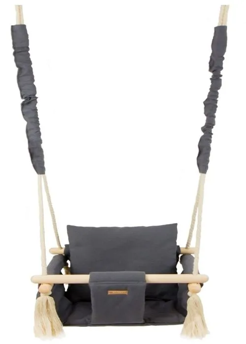 Balançoire en bois - Confortable - 10 mois et plus - Coton - Décoration chambre - 20 kg max-5
