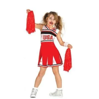 Déguisement Pom Pom Girl Zombie Enfant - NO NAME - Modèle Zombie - Polyester - Rouge-1