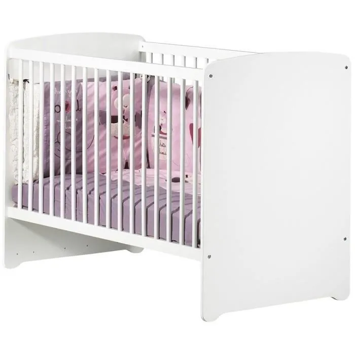 Chambre bébé duo Basic boule: Lit 120x60, commode à langer - Babyprice - Blanc-1