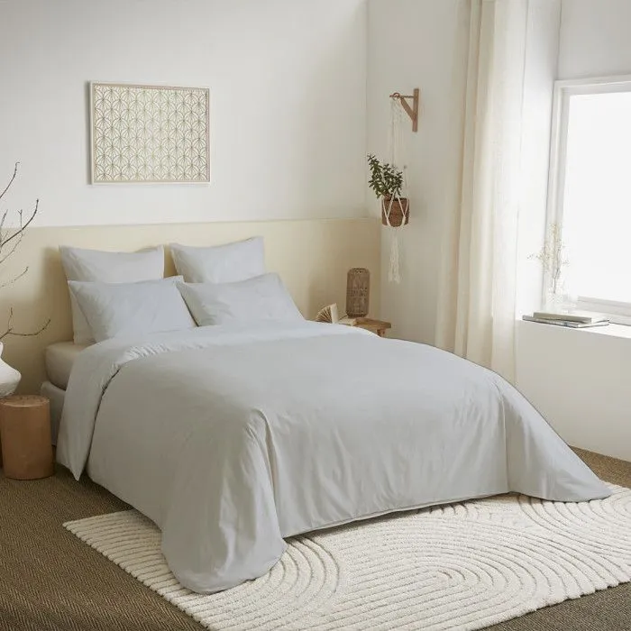Pack complet 6 pièces unicolore Gris housse de couette pour lit 180 x 200 cm "King size"-0