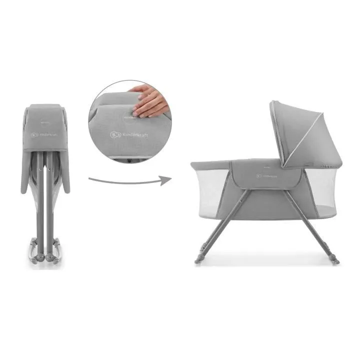 Kinderkraft LOVI Berceau pour bébé, lit de voyage, lit d'enfant, Gris-2