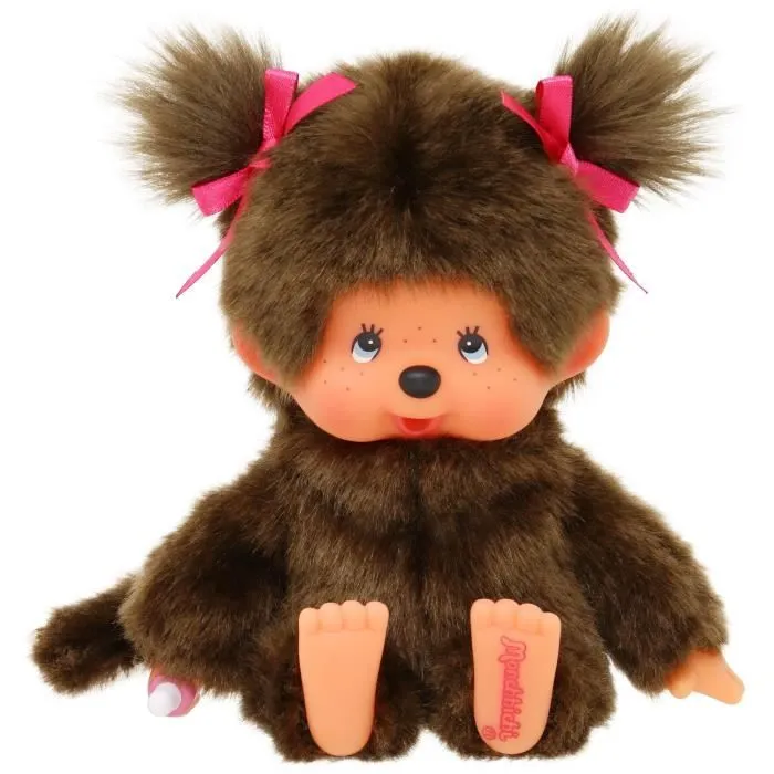 Peluche singe - BANDAI - Peluche l'Original Fille - Monchhichi - 20 cm-0