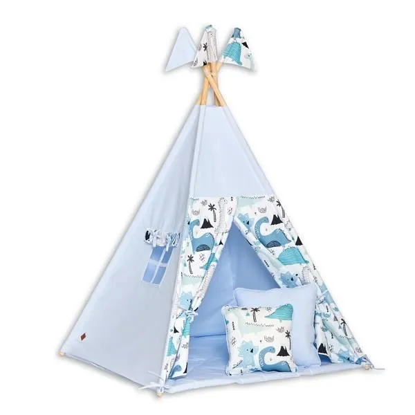Tente Tipi + Tapis + Coussins - Dino-0