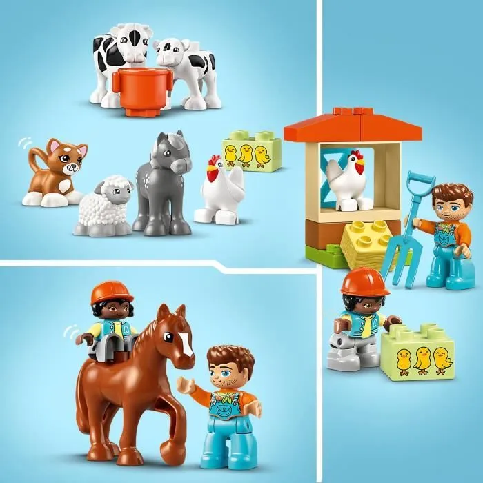 LEGO® 10416 DUPLO Ma Ville Prendre Soin des Animaux de la Ferme, Jouet Éducatif pour Bébés, Maison, Figurines de Chevaux-2
