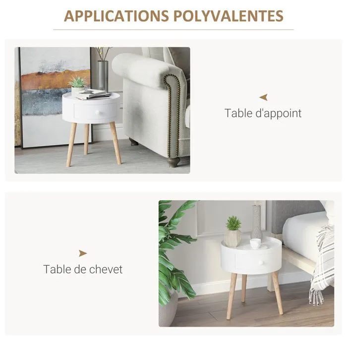 HOMCOM - chevet - Bois - 38x38x45cm - Blanc-5