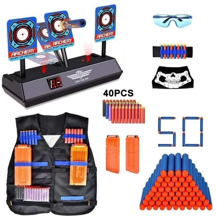 Kit Gilet Tactique avec cible électronique et balles recharge PR Nerf N-Strike Elite/Mega jouet Enfant - 2WINDEAL-0
