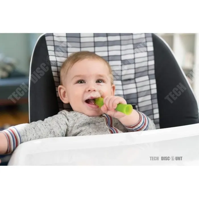 TD® Cuillères d'apprentissage dès 6 mois pour bébé enfants en bas âge silicone sans bisphénol flexible alimentaton facile asperge-2