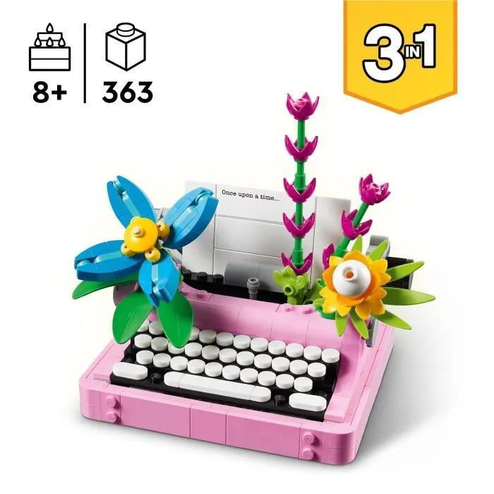 LEGO Creator 31169 3-en-1 La machine à écrire avec des fleurs - Jeu pour fille dès 8 ans-1