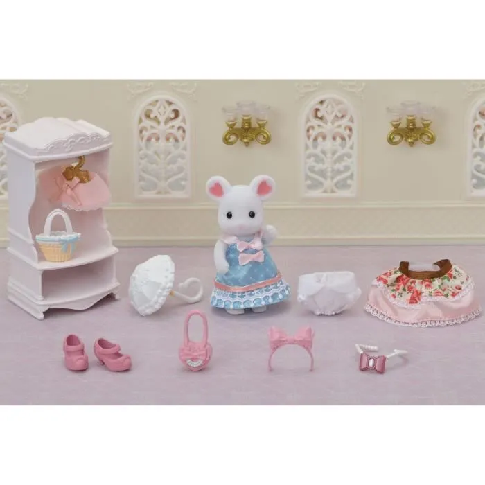 Figurines miniatures - SYLVANIAN FAMILIES - 5540 - La valisette de mode et grande sœur souris marshmallow-2