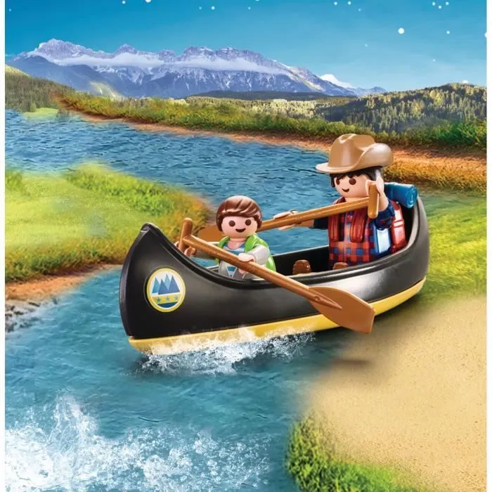 PLAYMOBIL 9323 Valisette Campeurs, Sports et Action, 2 personnages, tente, canoë et accessoires, 32 pièces, Dès 4 ans-3