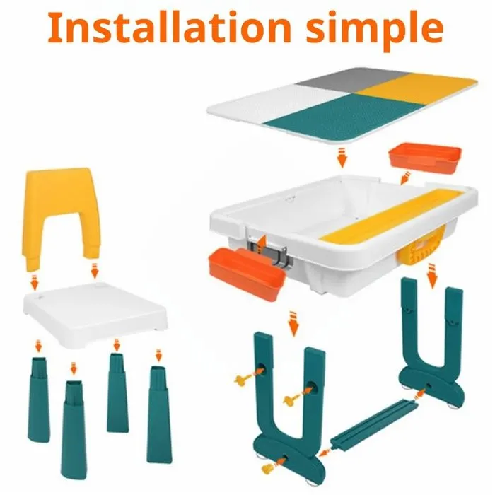 Table d'activités - LARS360 - Multifonctionnelle - 1 Table + 2 Chaises - 300 Blocs - Sécurisée-2