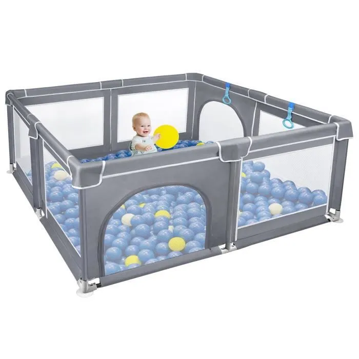 XMTECH Parc pour bébé - 200 x 180 x 68 cm - Centre d'activité - Grille de protection pour enfants - Avec base antidérapante-0