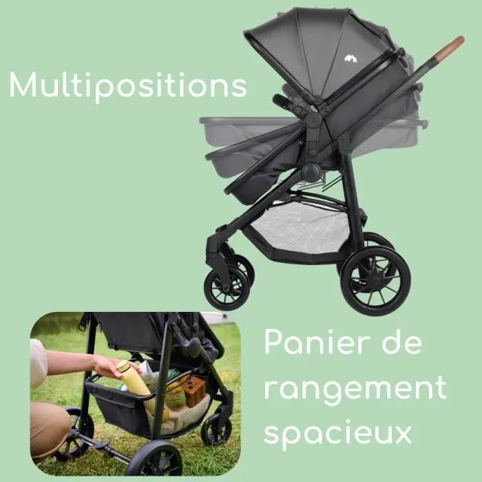 BEBECONFORT HAZE Poussette 3 en 1 i-Size - Nacelle + Siège auto Gr0+ Habillage pluie inclus - naissance jusqu'à 22Kg, Tinted Gray-6