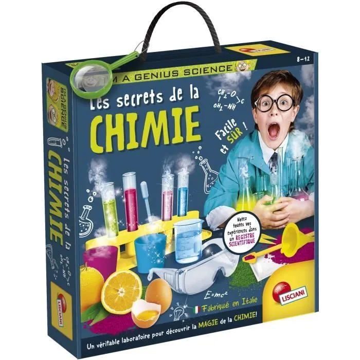 Laboratoire chimie - LISCIANI - I'm a Genius - Secrets de la chimie - 50 expériences - Matériel complet - Activités sûres-0