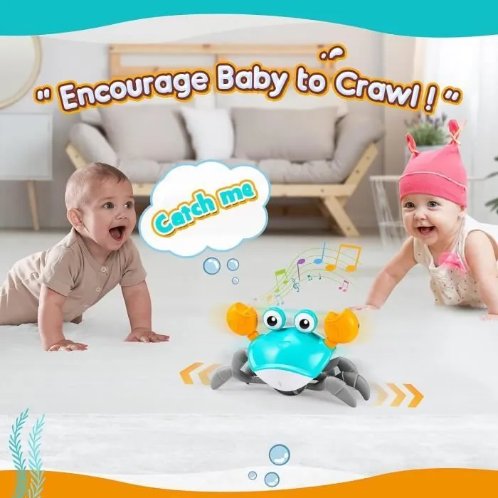 Crabe Qui Marche,Jouet Bebe 1 2 Ans Enfant Jouets D'éveil Musicaux Jeu Jouet Bebe 3-6-12 Mois Idée Cadeau Bébé 1 an Anniversaire-1