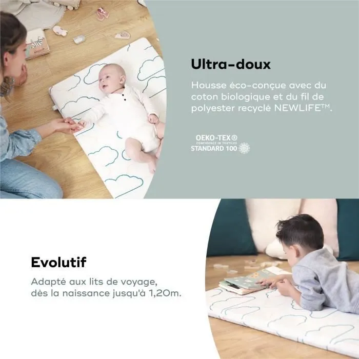 Babymoov Matelas de voyage Cosy'Lite Nomad 60x120cm, Oeko Tex, Eco-conçu, Fabriqué au Portugal-4
