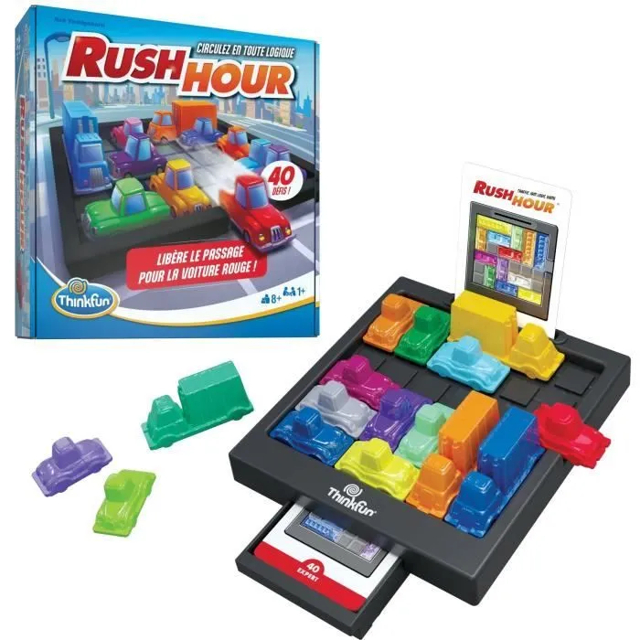 ThinkFun Rush Hou- Jeu de logiqu-Casse-tête-Embouteillage-40 défis 4 niveau-1 Joueur ou plus-dès 8 ans-Ravensburger-Mixte-6600-1