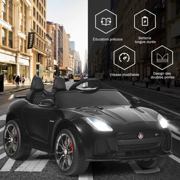 Voiture Électrique 12V Jaguar F-type SVR pour Enfants 3-8 Ans - COSTWAY - 2 Portes Verrouillables - Noir-0
