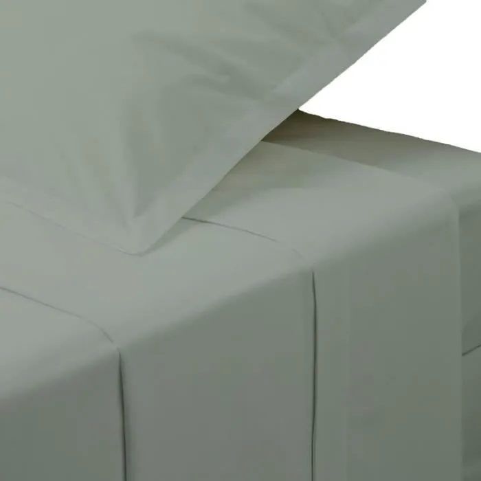 Drap Plat 2 Personnes "Percale" 240x290cm Vert Tilleul-1
