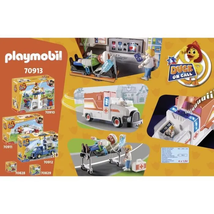 PLAYMOBIL - 70913 - DUCK ON CALL - Ambulance avec équipements médicaux et effets sonores et lumineux-2