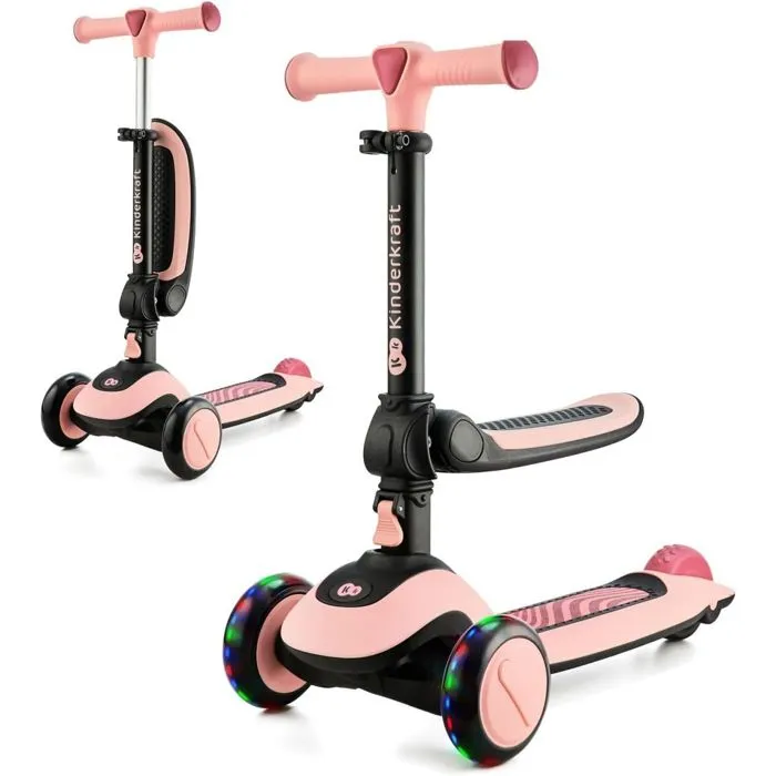 Draisienne 2 en 1 - vélo et trottinette HALLEY - KINDERKRAFT - Rose - 3 roues - Au guidon-0