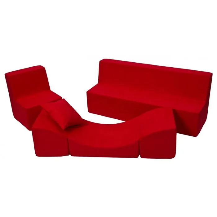 Ensemble de Meubles Enfant - Fauteuil, Canapé, Chaise Longue - Rouge - Housse Détachable-0