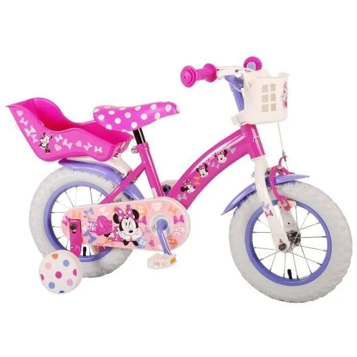 Volare Vélo fille Minnie Cutest Ever! 12 pouces 23 cm Fille Frein à rétropédalage Rose/Violet