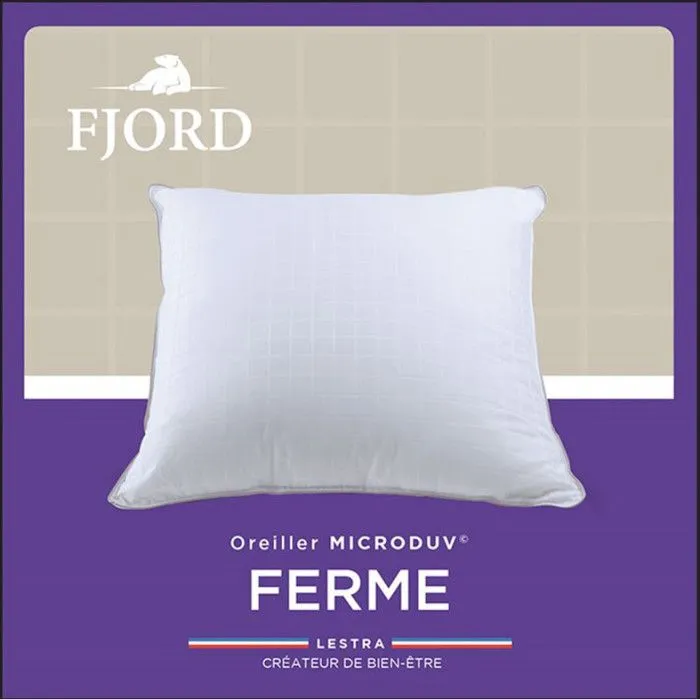 Oreiller "Microduv Fjord" Ferme satinée à carreaux Lestra-4