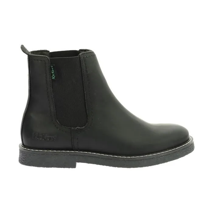 Bottines Cuir Kickers Kick Lorel - Noir-Sem-Mat - Femme - Moyenne - Adulte - Plat-1