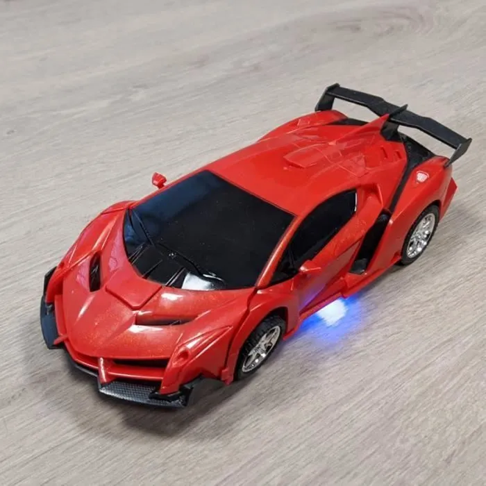 SHOP-STORY - Voiture télécommandée transformable en robot - Rouge-3