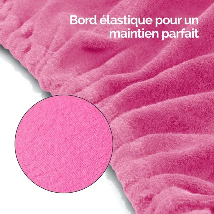Drap housse de protection en éponge pour tabouret rond - Rose - Vivezen-3