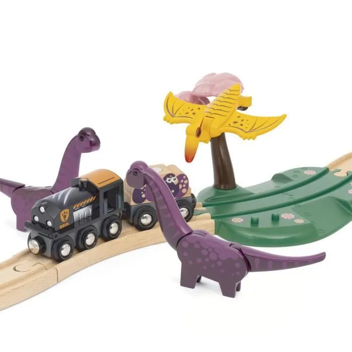 BRIO Circuit Aventure Dinosaure 21 pièces - Action de Jeu sans Pile - Dinosaures Inclus - Circuit de Train en Bois - Brio World-2
