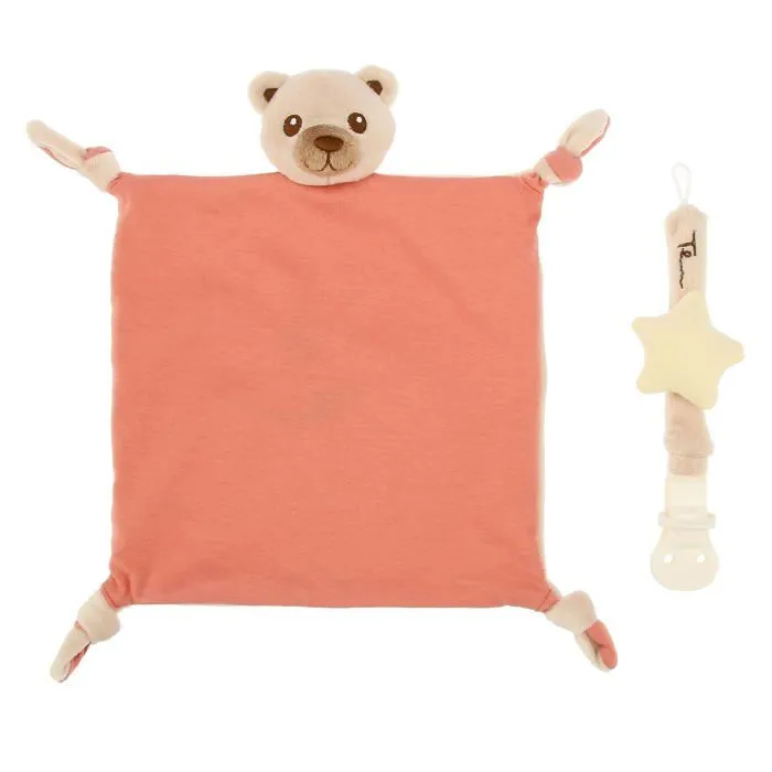 Coffret mixte - textile - repas - jouet Thun - K3835A91 - Coffret Cadeau Doudou et Porte-tétine Teddy-0