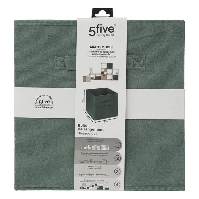 5five - panier velours 31x31cm "mix n modul" vert kaki-1