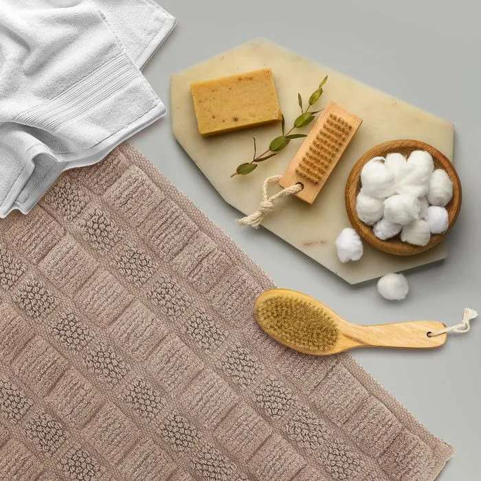 Relaxdays Descente de bain coton, 60 x 40 cm, antidérapant, lavable, tapis de baignoire, sortie de douche, gris-4
