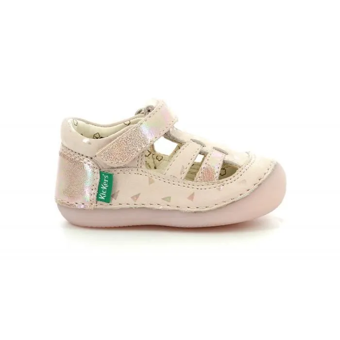 Salomés Kickers Sushy pour bébé fille - Corail et blanc - Confortables et adaptées à la morphologie du pied