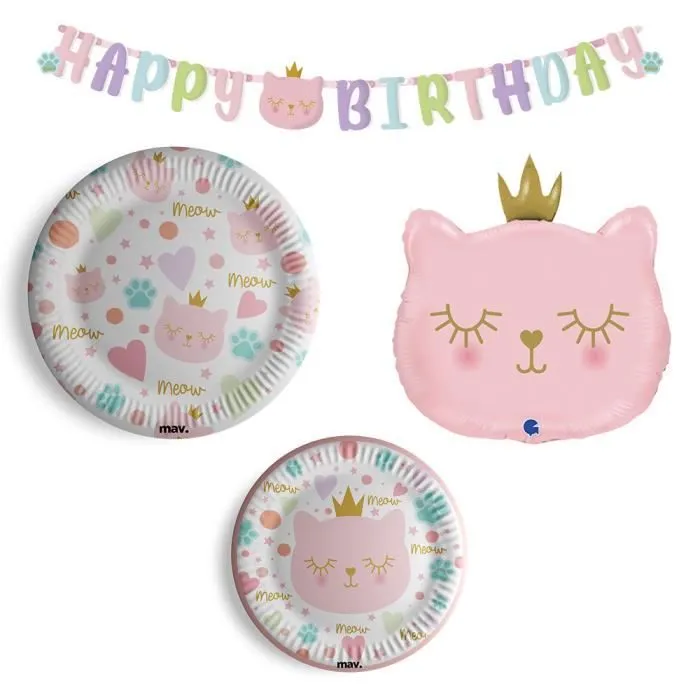 Kit de fête d'anniversaire - Maverick - Chatons - 34 pièces - Respectueux de l'environnement - Multicolore-0