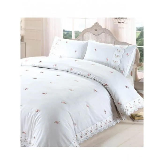 Ensemble housse de couette - Sophie - King - Floral brodé - 2 taies d'oreiller - Lavable en machine-3