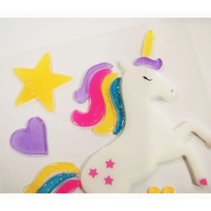 Décoration de fenêtre en gel - Licorne - Paillettes-0