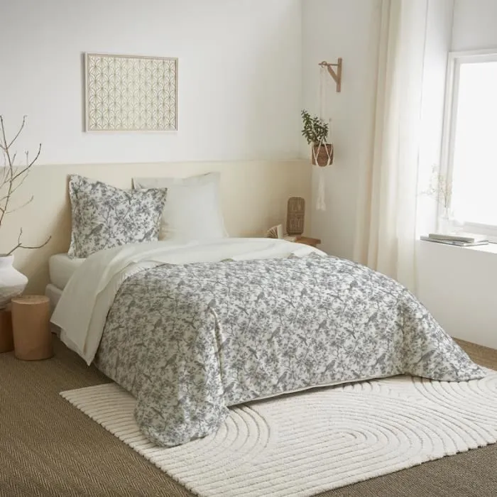 Parure de draps 4 pièces pour lit 140 x 190 cm Bérengère nuage-0