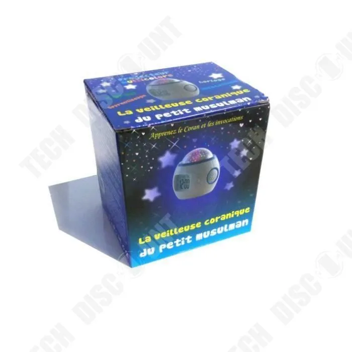 réveil lumineux enfant à pile fille veilleuse led projection plafond étoile date heure température changement de couleur musique-1