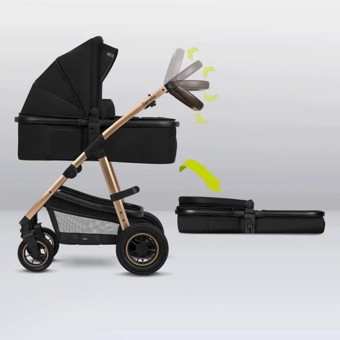 Poussette bébé LIONELO Amber 2 en 1 - Jusqu'à 22Kg - Pack poussette, nacelle, sac et accessoires - Noir-2