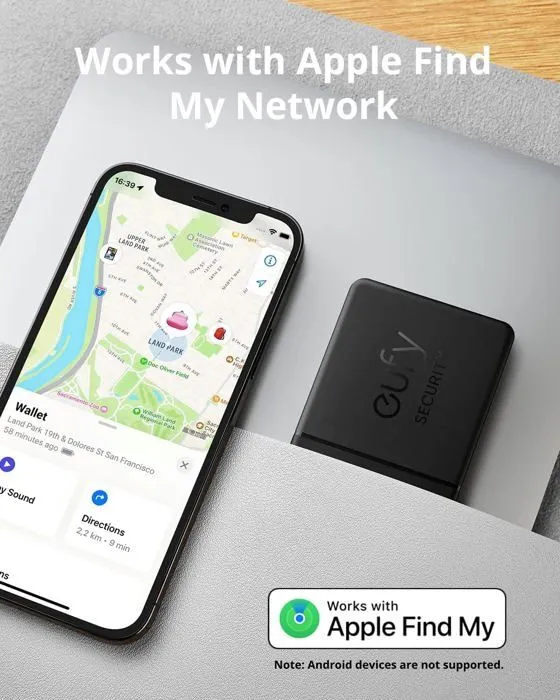 Carte SmartTrack eufy Security (Noir, lot de 1), compatible Apple Find My (iOS uniquement), recherche de téléphone, étanchéité-2