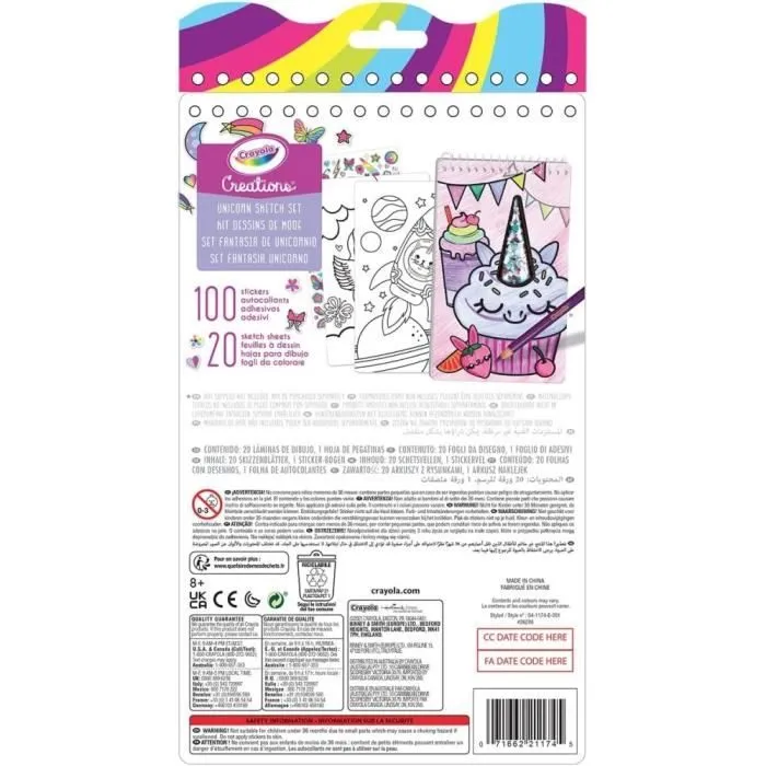 Livre de coloriage Crayola Licorne - Ensemble de crayons de couleur et autocollants inclus - Multicolore-1